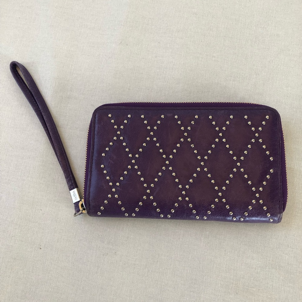 HOBO Purple Leather Wristlet Clutch